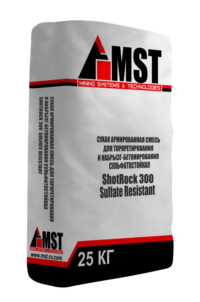 Сухая армированная смесь для торкретирования и набрызг-бетонирования сульфатостойкая ShotRock 300 Sulfate Resistant | МСТ