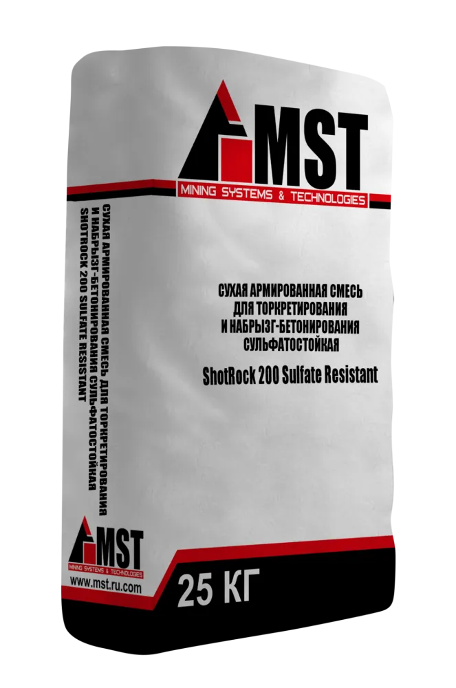 Сухая армированная смесь для торкретирования и набрызг-бетонирования сульфатостойкая ShotRock 200 Sulfate Resistant | МСТ
