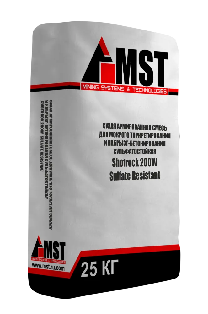 Сухая армированная смесь для мокрого торкретирования и набрызг-бетонирования сульфатостойкая ShotRock 200W Sulfate Resistant | МСТ