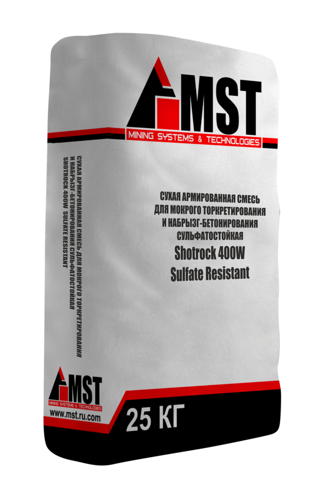 Сухая армированная смесь для мокрого торкретирования и набрызг-бетонирования сульфатостойкая ShotRock 400W Sulfate Resistant | МСТ