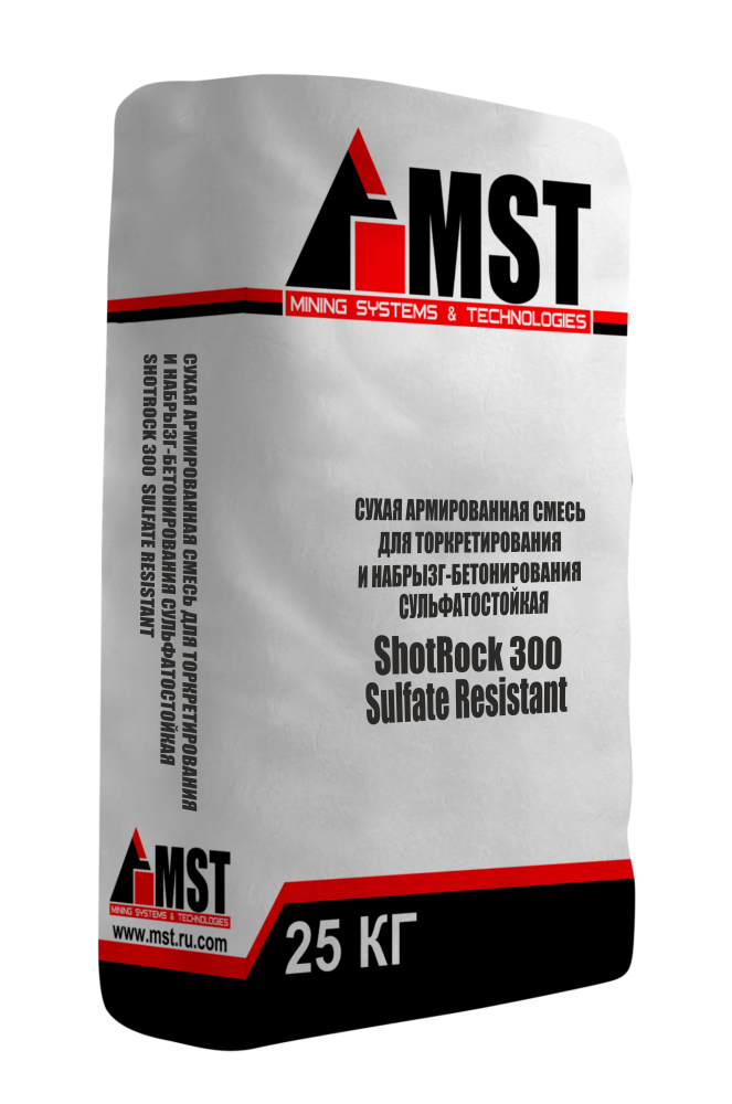 Сухая армированная смесь для торкретирования и набрызг-бетонирования сульфатостойкая ShotRock 300 Sulfate Resistant | МСТ