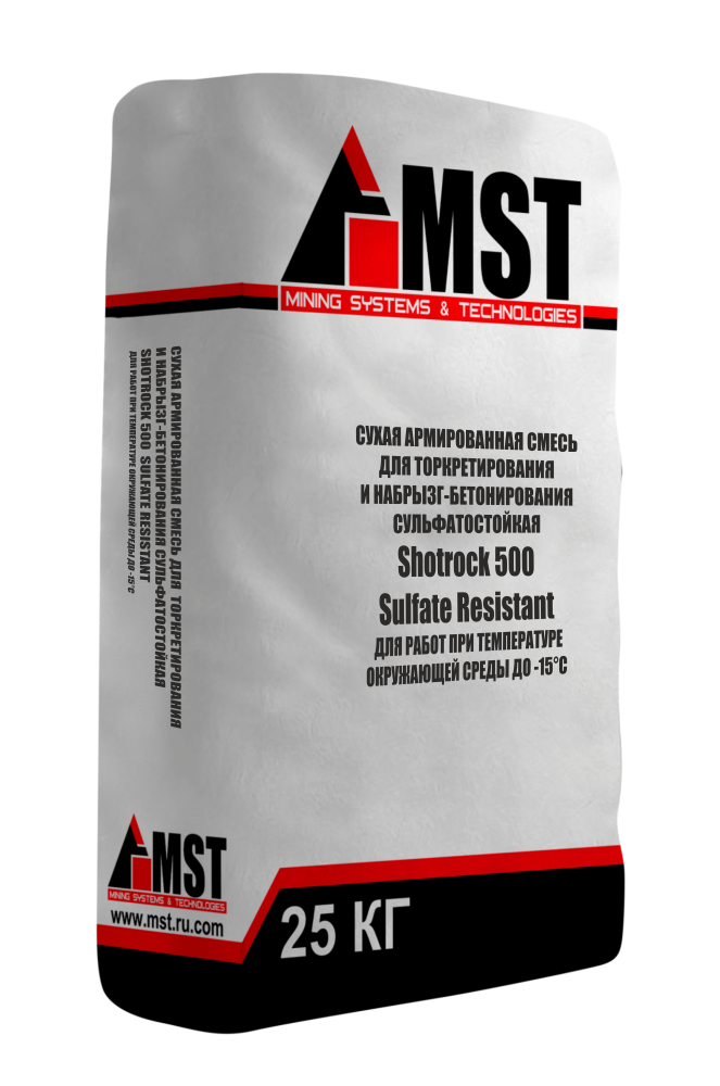 Сухая армированная смесь для торкретирования и набрызг-бетонирования сульфатостойкая ShotRock 500 Sulfate Resistant -15℃ | МСТ